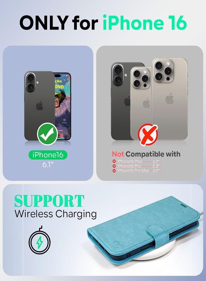 OCASE for iPhone 16 Case, PU Leather Wallet, Magnetic Flip Folio Cover with RFID Blocking, Card Holders, Shockproof TPU, and Kickstand for 6.1 Inch iPhone 16 (2024), Ice Blue - Image 2