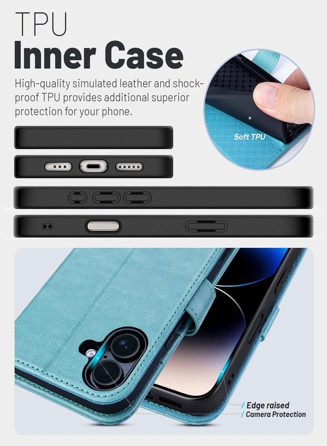 OCASE for iPhone 16 Case, PU Leather Wallet, Magnetic Flip Folio Cover with RFID Blocking, Card Holders, Shockproof TPU, and Kickstand for 6.1 Inch iPhone 16 (2024), Ice Blue - Image 5