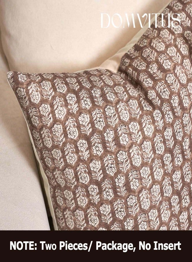 DOMVITUS Floral Pillow Covers Set of 2, Throw Pillow Covers 20x20, Floral Print Neutral Accent Decorative Pillow Covers for Living Room, Bed, Cognac Brown - Image 5
