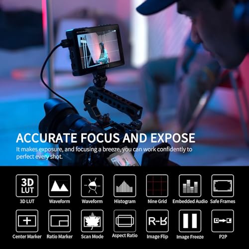 Feelworld فيليوورلد F5 Prox 5.5 إنش 1600 نيت شاشة مراقبة ميدانية لكاميرا DSLR ساطعة عالية اللمس مع موجة ثلاثية الأبعاد LUT F970 مجموعة خارجية للتثبيت للطاقة والنقل اللاسلكي 1920x1080 4K HDMI مدخل ومخرج Type-c - Image 2
