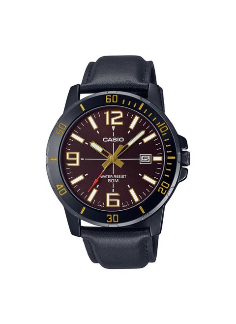 Leather Analog Watch MTP-VD01BL-5BVUDF