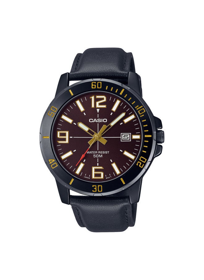 CASIO - Leather Analog Watch MTP-VD01BL-5BVUDF - Image 1