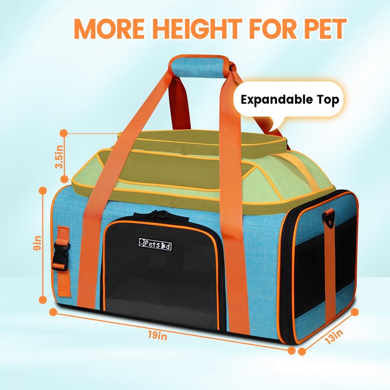 Petskd Top-Expandable Pet Carrier 19x13x9 Inches Southwest Allegiant Airlines Approved, Soft-Sided Carrier for Small Dog Under 12 lbs and Large Cat Under 15 lbs(Blue) - Image 3