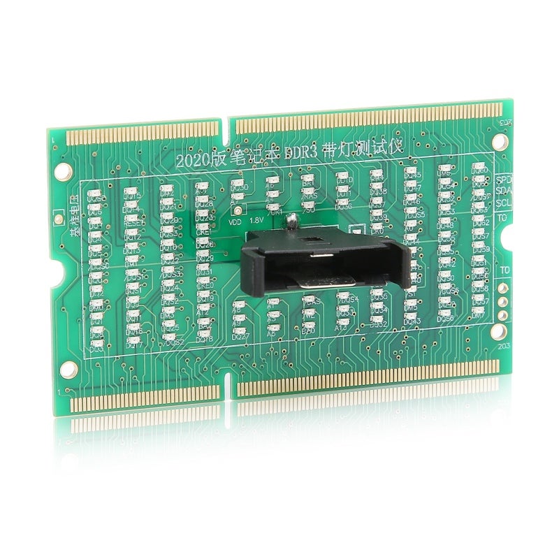بطاقة اختبار ذاكرة DDR3 للأمام والخلف للكمبيوتر المحمول - لوحة دارة مطبوعة مع مؤشر LED لاختبار فتحة الذاكرة في اللوحة الرئيسية لأعطال عدم التشغيل وعدم العرض - Image 2