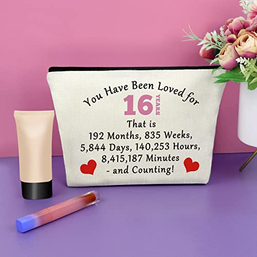Sazuwu 16th Birthday Gifts for Girls from Mom Makeup Bag Birthday Gifts for 16 Year Old Girls Cosmetic Bag Sweet 16 Gifts for Girls Born 2008 Gifts for Granddaughter Turning 16 Travel Pouch - Image 2