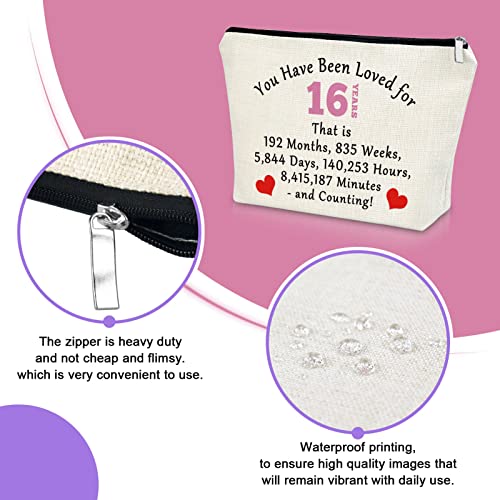 Sazuwu 16th Birthday Gifts for Girls from Mom Makeup Bag Birthday Gifts for 16 Year Old Girls Cosmetic Bag Sweet 16 Gifts for Girls Born 2008 Gifts for Granddaughter Turning 16 Travel Pouch - Image 3