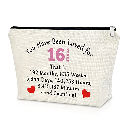 Sazuwu 16th Birthday Gifts for Girls from Mom Makeup Bag Birthday Gifts for 16 Year Old Girls Cosmetic Bag Sweet 16 Gifts for Girls Born 2008 Gifts for Granddaughter Turning 16 Travel Pouch - Image 1