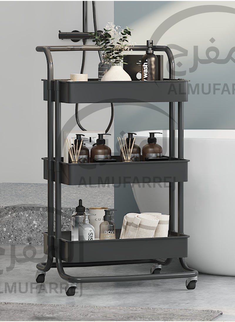 المفرج - عربة بعجلات لتنظيم الحمام متعددة الاستخدامات أسود 85x45x35 سم - Image 1