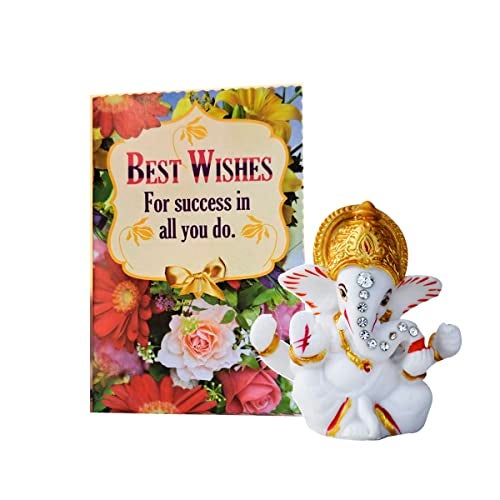 Saugat Traders Best Wishes Card With Idol Ganesha Showpiece-All The Best Gifts For Exams-Friends-Student - Image 1