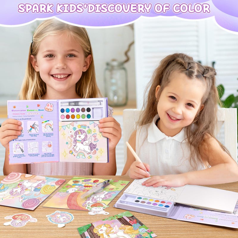 Accevo Paint with Water Coloring Books for Toddlers, Unicorn Theme Mess Free Watercolor Painting Papers for Kids Water Color Paint Kit Art and Craft Toys Birthday Christmas Gift for Ages 3-5, 4-8 - Image 5