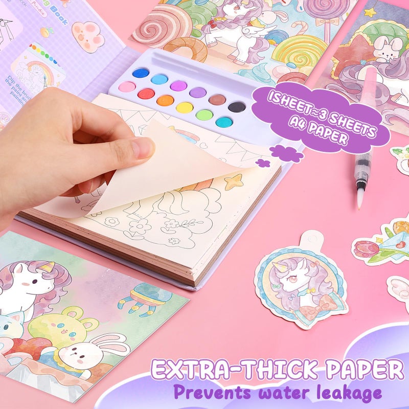 Accevo Paint with Water Coloring Books for Toddlers, Unicorn Theme Mess Free Watercolor Painting Papers for Kids Water Color Paint Kit Art and Craft Toys Birthday Christmas Gift for Ages 3-5, 4-8 - Image 2