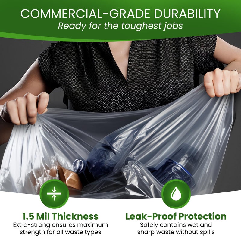 Betta 40-45 Gallon Clear Trash Bags, 50 Count Box, (40x46-inch) Commercial Heavy-Duty Garbage and Recycling Can Liners for 32-44 Gallon Round Cans, 25-35 Gallon Slim and Square Cans - Image 5