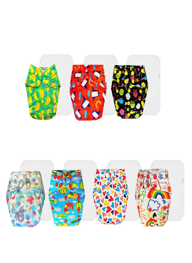 Dumbledo Premium Cloth Diaper with Cotton Insert (Pack of 7) | Dry Feel and Comfortable | 6-Layer Absorbent Pad | Quick Dry | All-Day Wear | 3 Months - 3 Years | Unisex Baby - Image 1