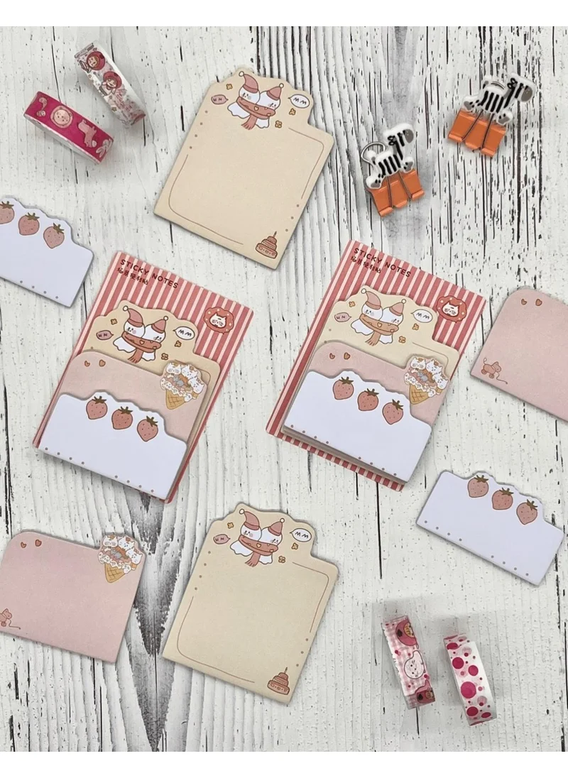 Kağıt Gemi Dükkan 3 Piece Different Sizes Pink Sticky Note Set / Post-it / Memo Pad / Note Paper
