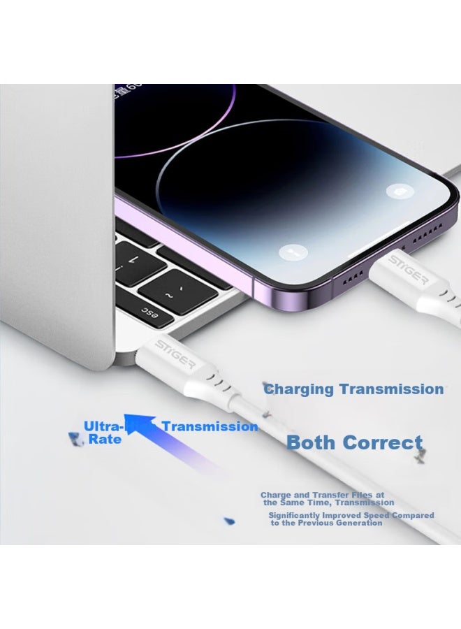Stiger Fast Charging Cable For Apple, 20/27w Pd Compatible, Type-c To Lightning, Quick Charge For Iphone 14/13/12 Pro/xs Max, Car Charger - Image 3