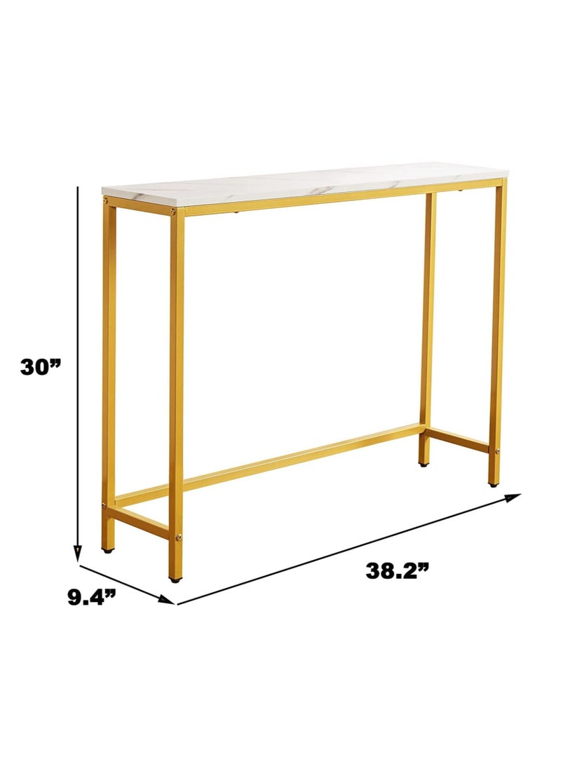 LEDIN - Kitchen Bar Table Narrow Console Table Marble Sofa Table 38 inch Long Tables Decorated High Table for Display of Plants and Decorations - Image 1