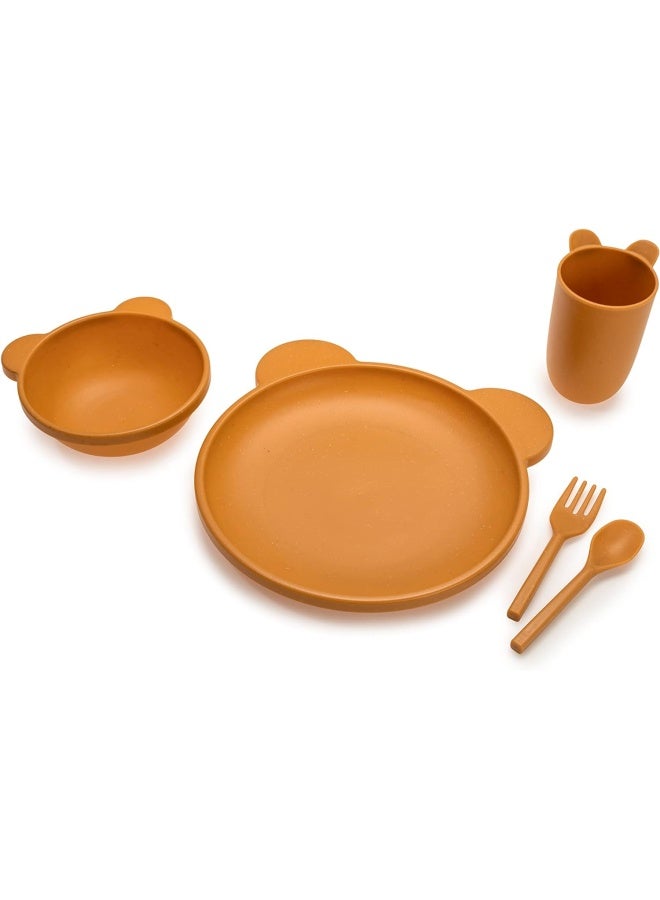 melii 5 Pieces Cellulose Feeding Meal Set - Plate, Bowl, Cup, Spoon And Fork - Bear - Image 1