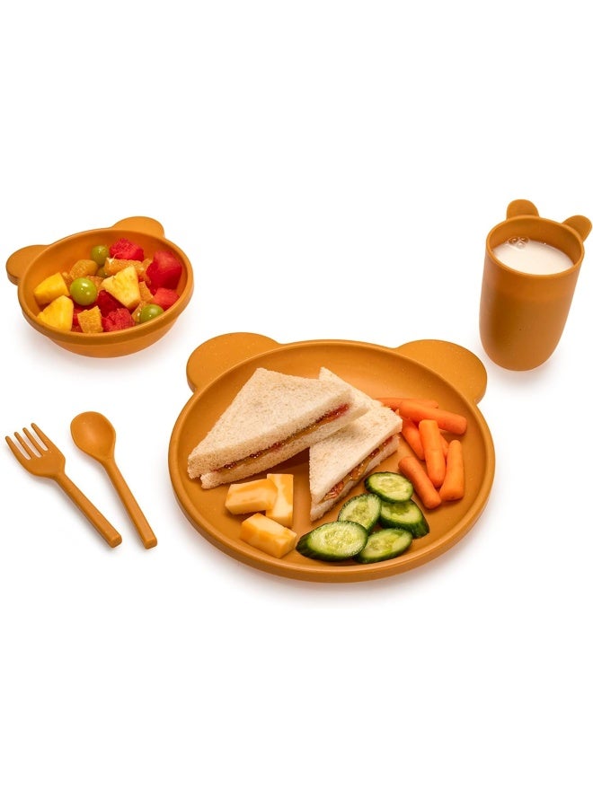 melii 5 Pieces Cellulose Feeding Meal Set - Plate, Bowl, Cup, Spoon And Fork - Bear - Image 2