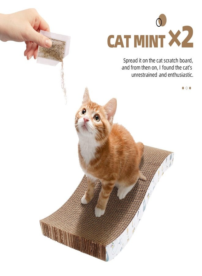 Lechay 2 Pcs Cat Scratcher Cardboard Cat Scratch Pad Plush Perches and Fluffy Balls for Indoor Cats - Image 3