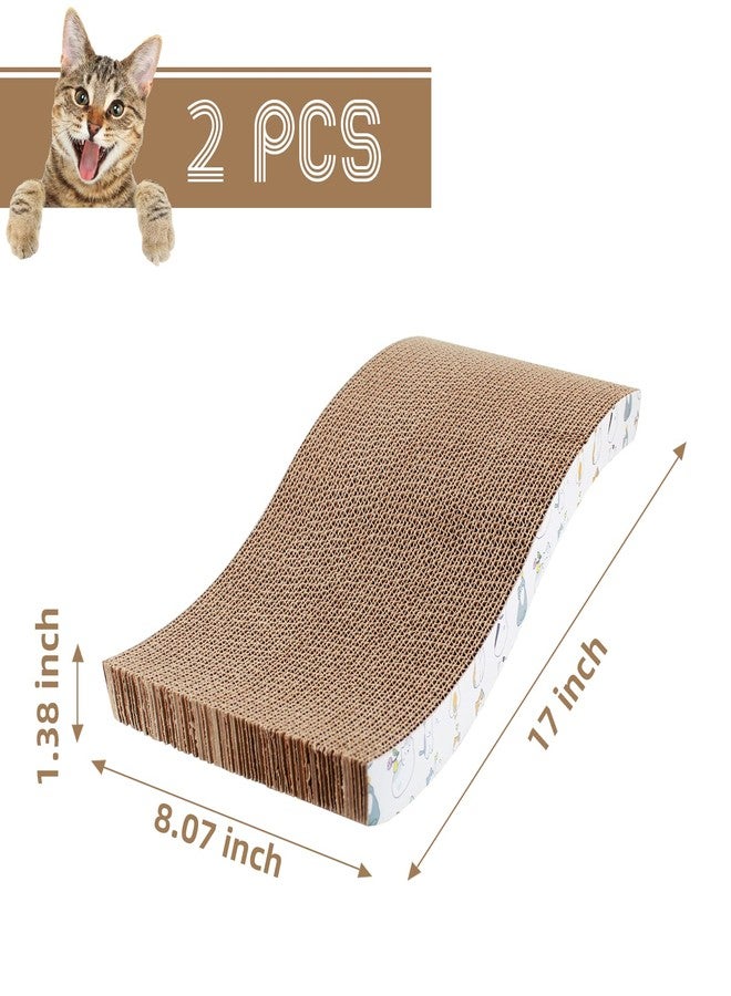 Lechay 2 Pcs Cat Scratcher Cardboard Cat Scratch Pad Plush Perches and Fluffy Balls for Indoor Cats - Image 2