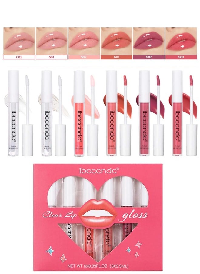 ibcccndc - 6PCS Lip Gloss Set Hydrating Liquid Lipstick Kit High Shine Clear Lip Plumping Glass Finish Lip Oil Gloss High Pigment Moisturizing Long Lasting Repairing Lightening Lip Line Balm 03 - Image 1