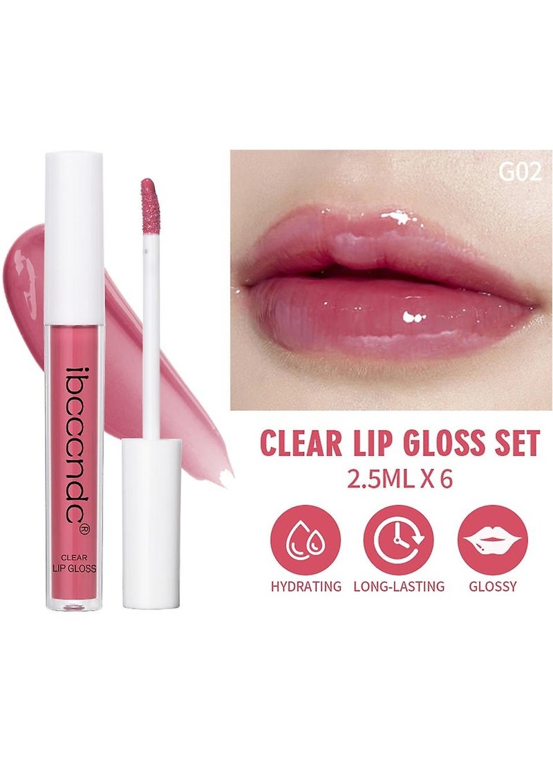 ibcccndc - 6PCS Lip Gloss Set Hydrating Liquid Lipstick Kit High Shine Clear Lip Plumping Glass Finish Lip Oil Gloss High Pigment Moisturizing Long Lasting Repairing Lightening Lip Line Balm 03 - Image 1