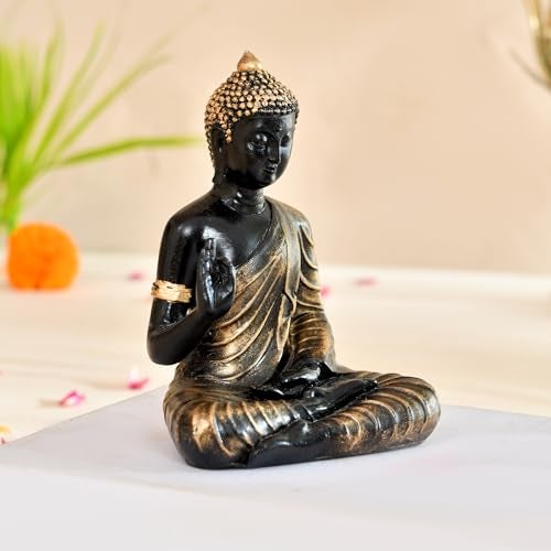 CraftVatika Buddha Idol Statue Showpiece for Spiritual & Festive Decor Gift, Buddha Feng Shui Decorative Showpiece for Good Luck, Meditations, Home Décor Items, Office Desk (15 CM Height) - Image 2