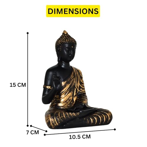 CraftVatika Buddha Idol Statue Showpiece for Spiritual & Festive Decor Gift, Buddha Feng Shui Decorative Showpiece for Good Luck, Meditations, Home Décor Items, Office Desk (15 CM Height) - Image 4