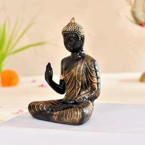 CraftVatika Buddha Idol Statue Showpiece for Spiritual & Festive Decor Gift, Buddha Feng Shui Decorative Showpiece for Good Luck, Meditations, Home Décor Items, Office Desk (15 CM Height) - Image 3