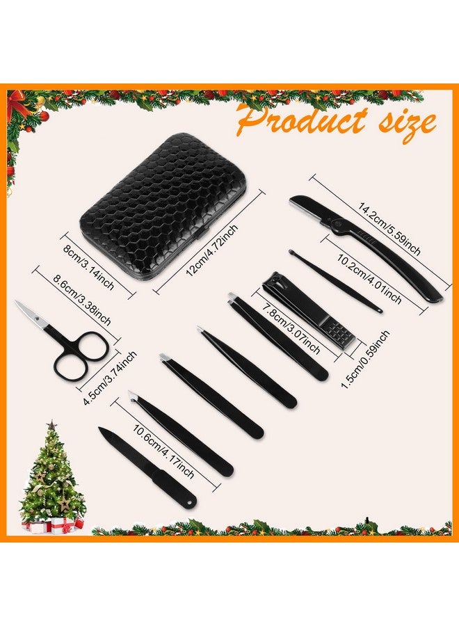 Yougai Tweezers and Nail Clippers Set,9 Pcs Professional Stainless Steel Tweezers Kit-Great Precision Tweezers with Curved Scissors and Eyebrow Razor for Daily Beauty Tools with Leather Travel Case - Image 3