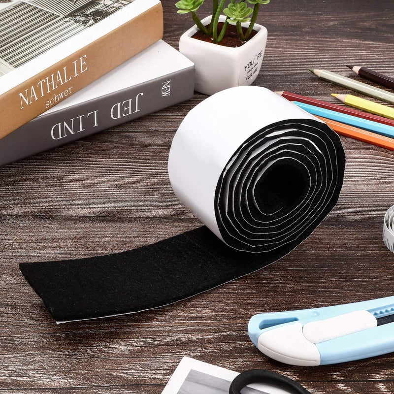Shappy 2 Packs Felt Strips with Adhesive Backing Felt Tape Roll Non Slip Self Adhesive Cuttable Furniture Pads for Protecting Hardwood Floors, Chairs, Wall(Black,120 x 2 x 0.12 Inch) - Image 5