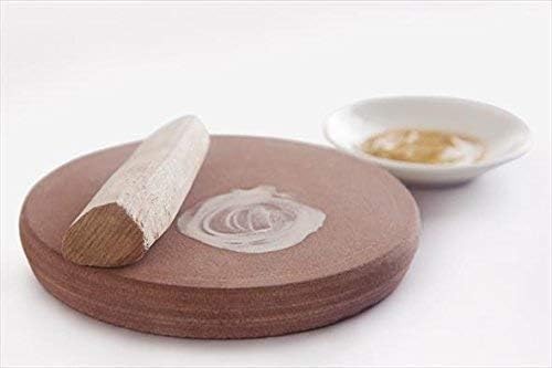 JAIPUR ACE JAIPUR ACE 1 Pieces Stone Chandan PataSandalwood Rubbing Stone with Original 2 Chandan Stick grinding stone for Pooja patha Tilak Havan 6 Inch BrownSmall  - Image 3
