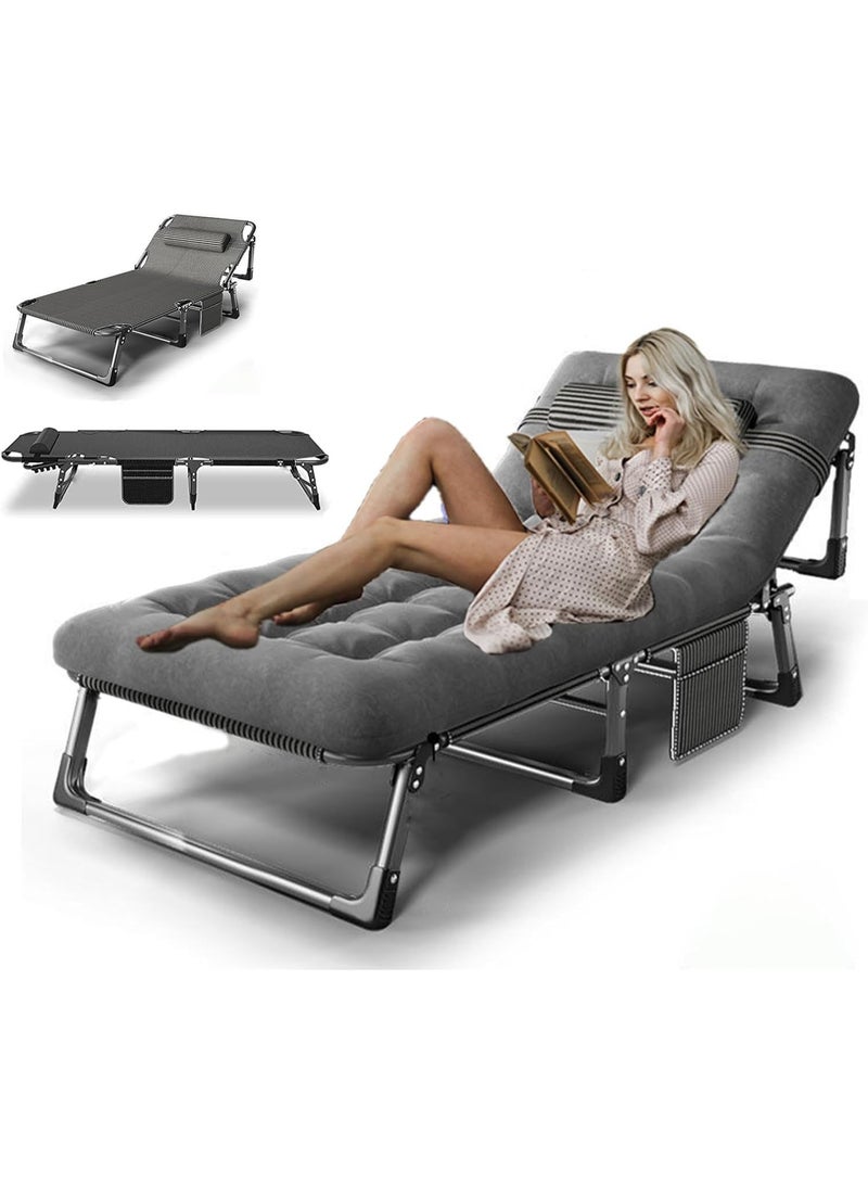 Arabest سرير تخييم قابل للطي محمول، كراسي استرخاء للبالغين قابلة للتعديل بـ 4 أوضاع مع وسادة، سرير كراسي الاسترخاء القابلة للطي لدينا، مثالي للتخييم، المسبح، الشاطئ - Image 1