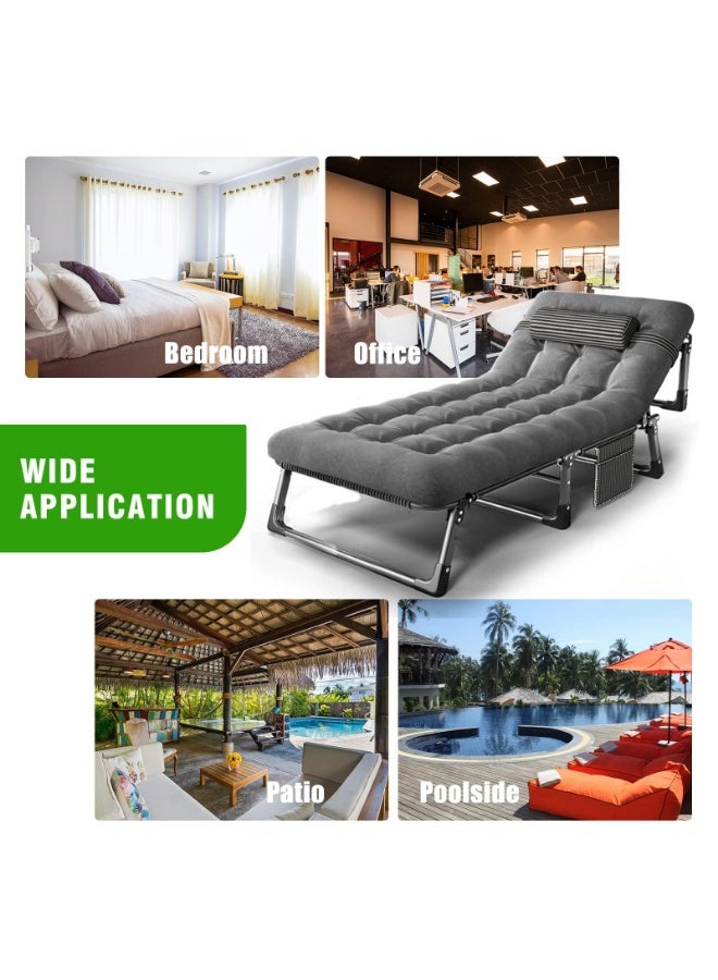 Arabest سرير تخييم قابل للطي محمول، كراسي استرخاء للبالغين قابلة للتعديل بـ 4 أوضاع مع وسادة، سرير كراسي الاسترخاء القابلة للطي لدينا، مثالي للتخييم، المسبح، الشاطئ - Image 4