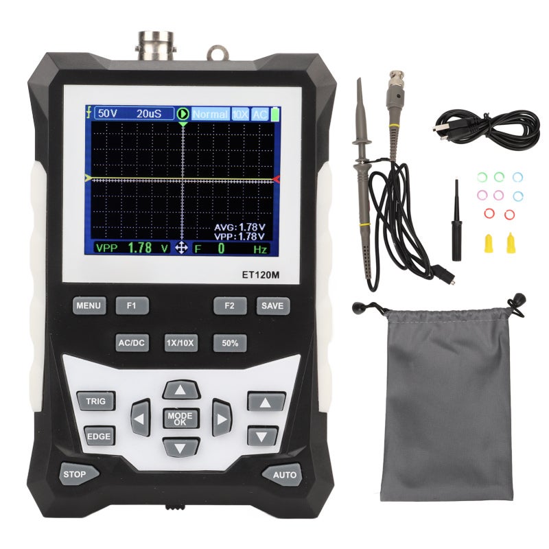 Handheld Oscilloscope 120MHz: 3 Waveform Scan Modes - Independent Parameter Setting Digital Color Oscilloscope Kit for Automotive Diagnosis, Home Appliance Repair, Education & Product Development - Image 1