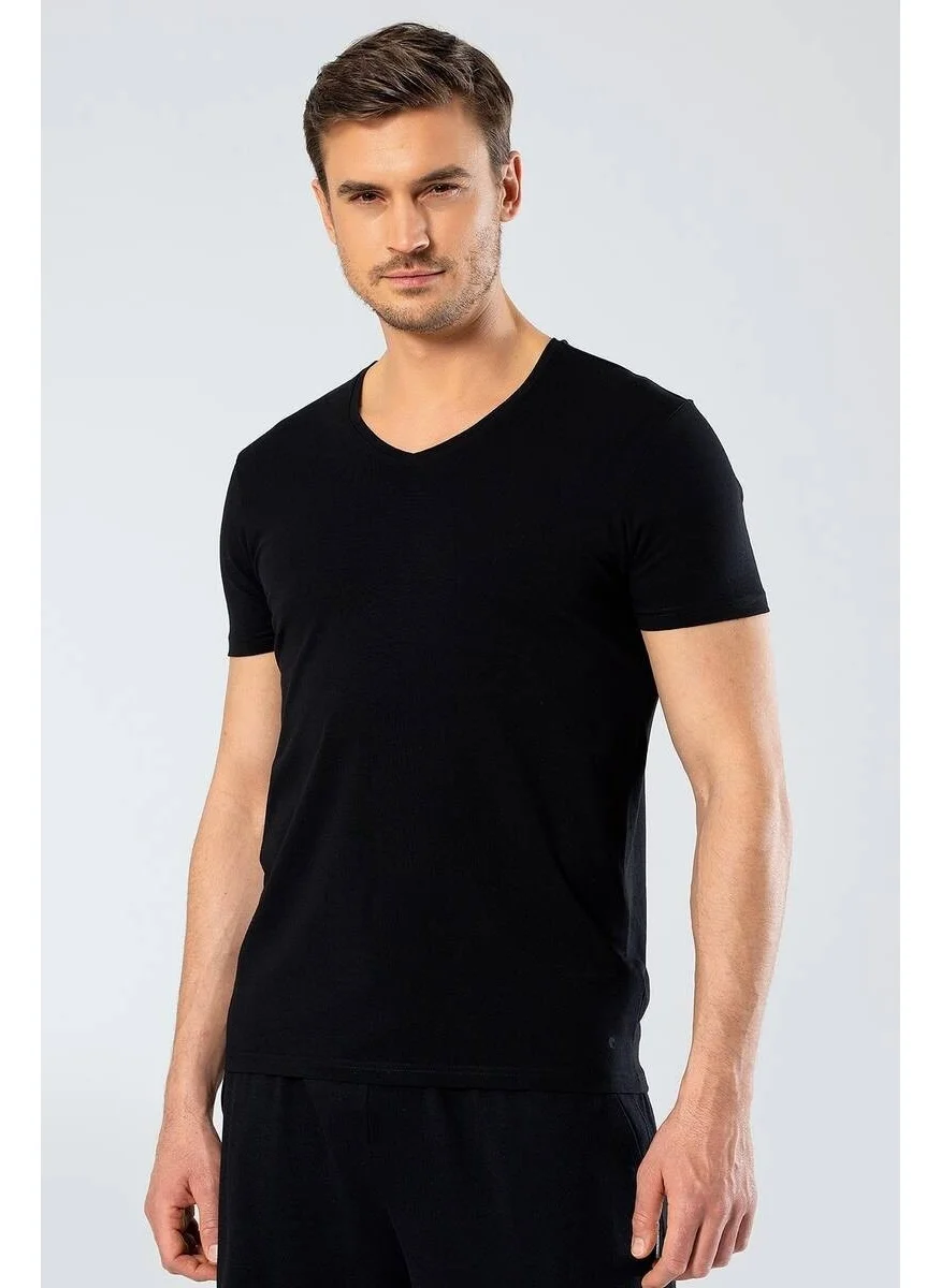 كاشاريل Men's T-shirt V Neck Lycra