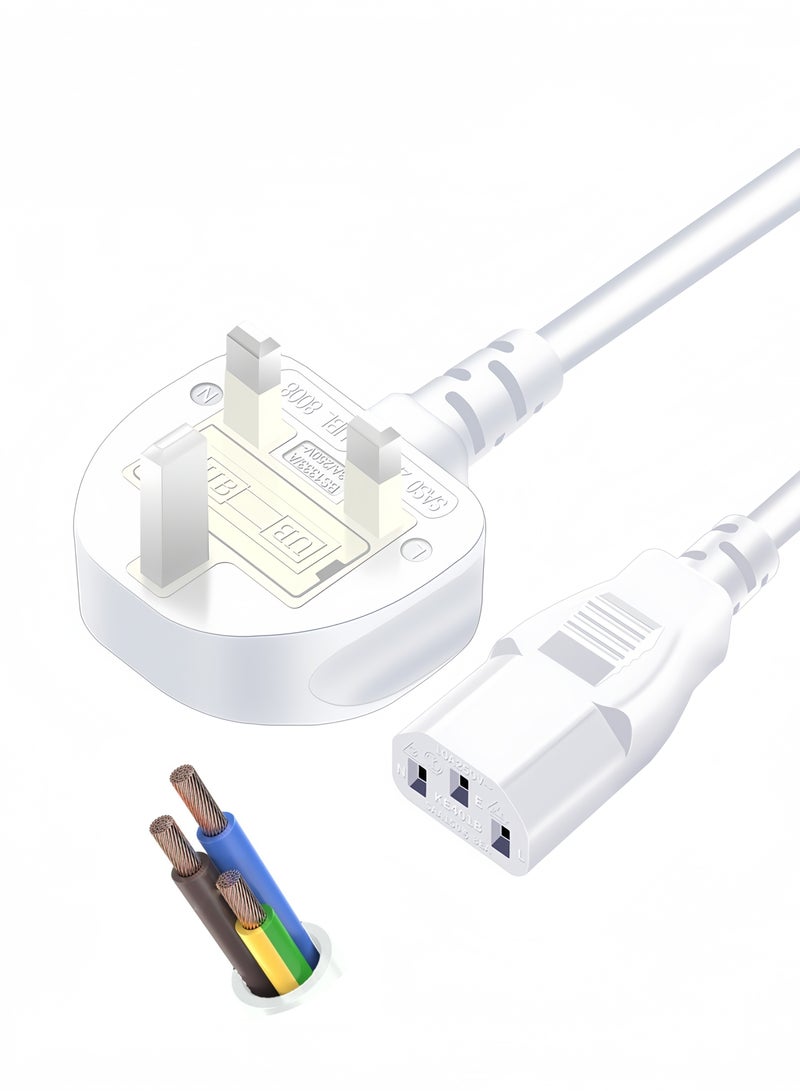 1.5m UK power cord with fuse 18AWG 13A/250V for computers, monitors, scanners, printers, UK 3-pin G plug - Image 1