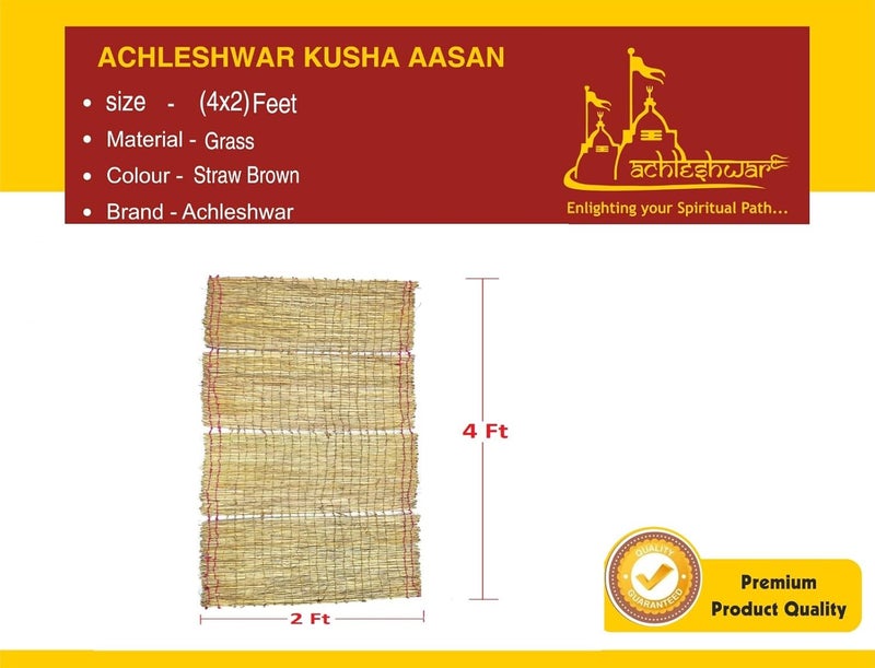 Achleshwar Achleshwar 100 Natural Grass Kusha Aasan MatGrass Puja Mat Size 2 x4 Feet  - Image 3