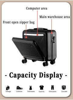 18inch Carry-on Suitcase, Lightweight Travel Boarding Luggage, Front Opening, with Digital Combination Lock, Upgraded Silent 360° Wheels, for 3-5 Days Business, Trip, Weekender, Black - pzsku/ZE5DDF51CCBFCDE3B3D88Z/45/_/1734315364/1d085125-914f-4c7d-86d6-5929317cc551