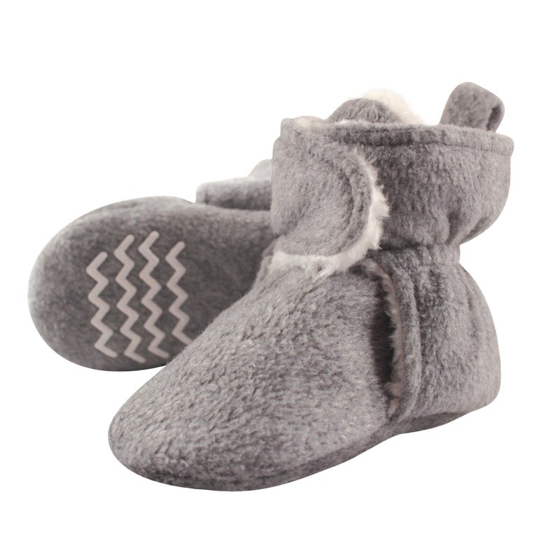 hudson baby Hudson Baby Baby Cozy Fleece and Sherpa Booties Slipper Sock Heather Gray 12 Months18 Months Unisex Infant 