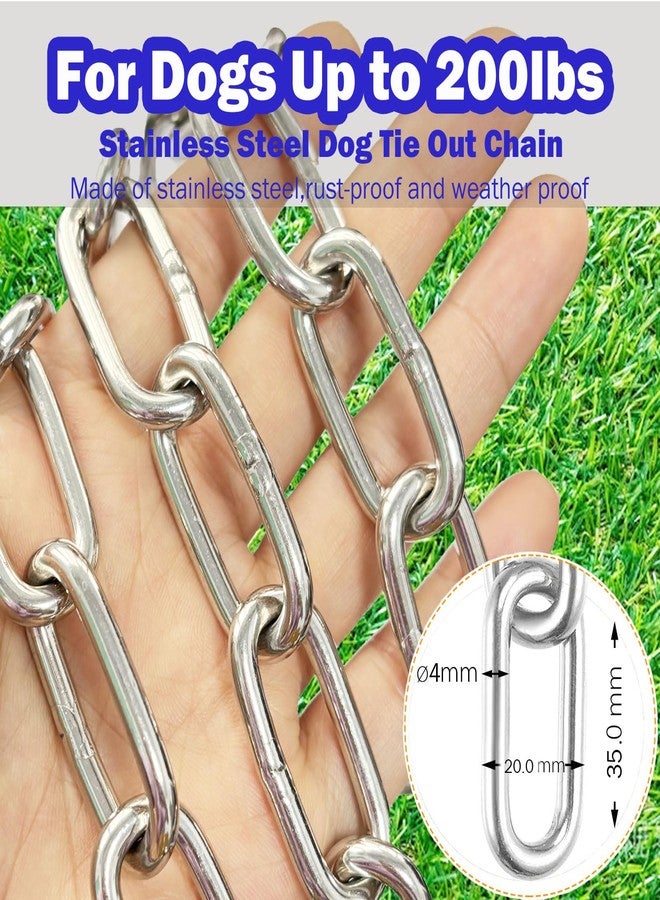 MELAIRON 𝟮𝟬𝗳𝘁 Dog Runner Chain for Outside-Ultra Durable 𝟰𝗺𝗺 Stainless Steel Dog Leash with Heavy Duty Snap Hooks Tangle-Free Chew-Proof Tie Out,Great for Hiking, Camping, and Backyard,Up to 200lbs - Image 3