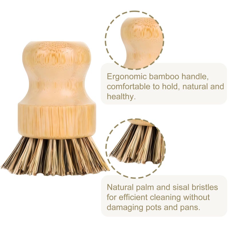 Luviancy Bamboo Cast Iron Brush, Bamboo Pot Scraper, Kitchen Cleaning Tools for Cast Iron Skillets, Cookware, Dishes, Pans and Pots - Image 3