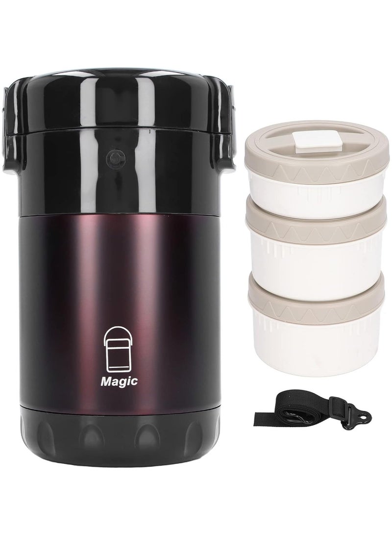 Magic 2.3L Insulated Lunch Containers 3 Layer 304 Stainless Steel Vacuum Insulated Bento Lunch Container for Picnic, Travel, School, Work (Prestige Brown) - Image 2