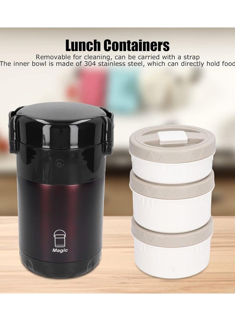 Magic 2.3L Insulated Lunch Containers 3 Layer 304 Stainless Steel Vacuum Insulated Bento Lunch Container for Picnic, Travel, School, Work (Prestige Brown) - Image 4