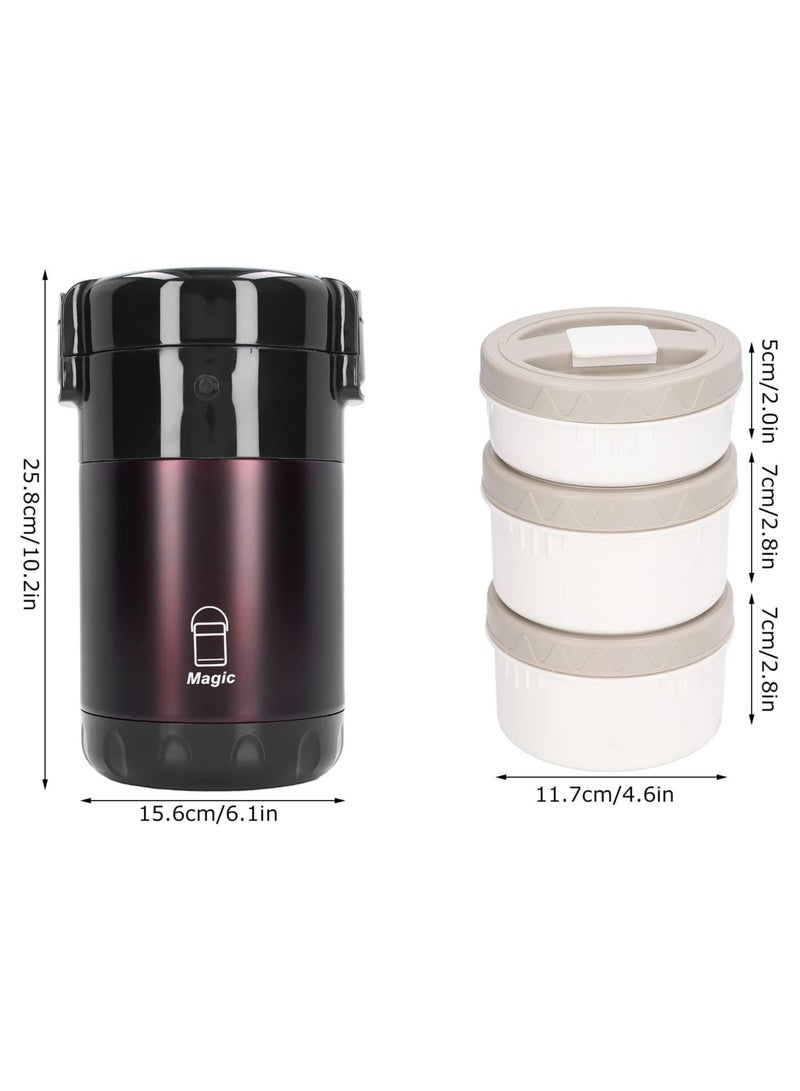 Magic 2.3L Insulated Lunch Containers 3 Layer 304 Stainless Steel Vacuum Insulated Bento Lunch Container for Picnic, Travel, School, Work (Prestige Brown) - Image 5