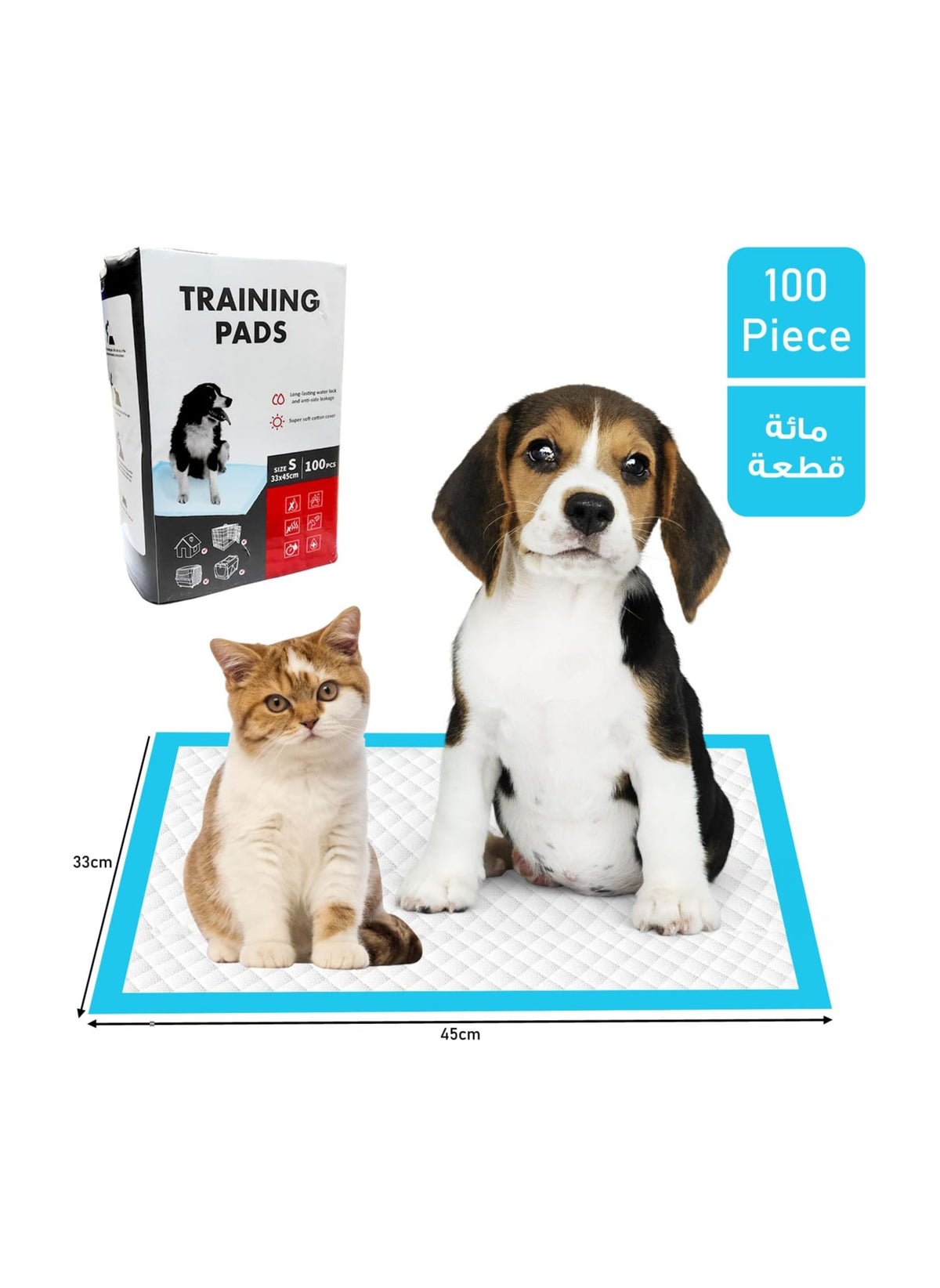100 Pcs Training Puppy Pads 5 Layer Dog Pee Pads Absorbs Up to 5 Cups of Liquid Pets 45x33CM