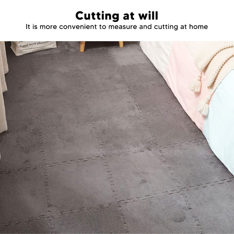 Soft Thick Interlocking Plush Foam Floor Mat Puzzle 10Pcs Grey Rug - Image 5