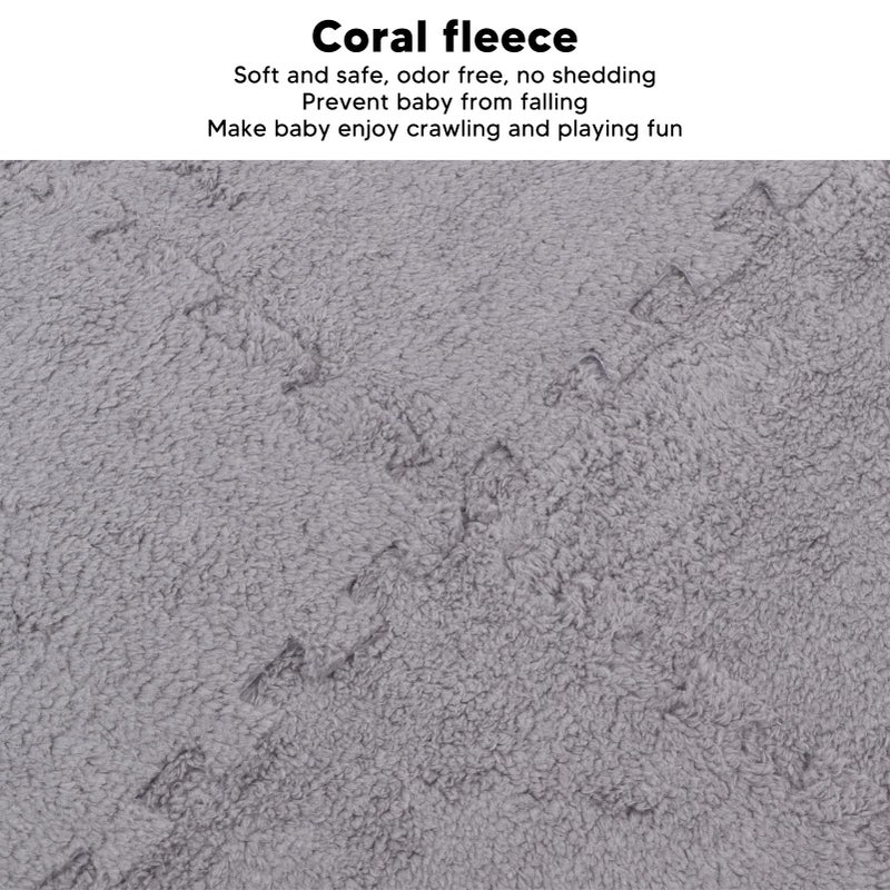 Soft Thick Interlocking Plush Foam Floor Mat Puzzle 10Pcs Grey Rug - Image 4