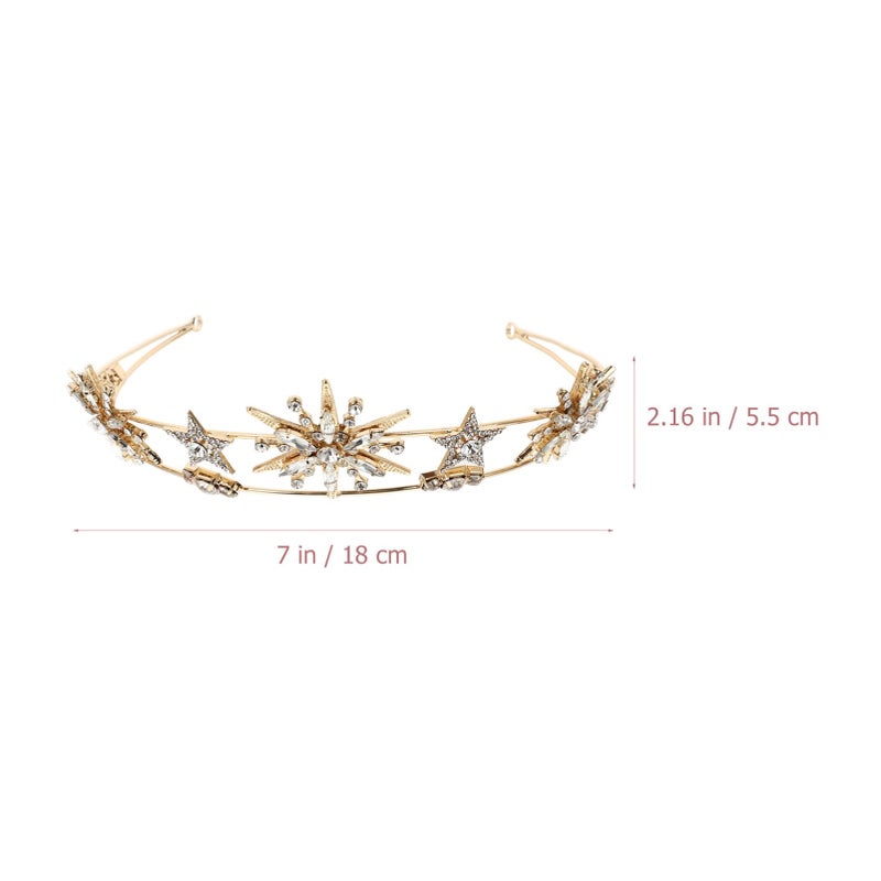 KALLORY Rhinestone Star Headband for Women, Glitter Hair Band Princess Tiara for Wedding Golde Headband Headpiece - Image 2