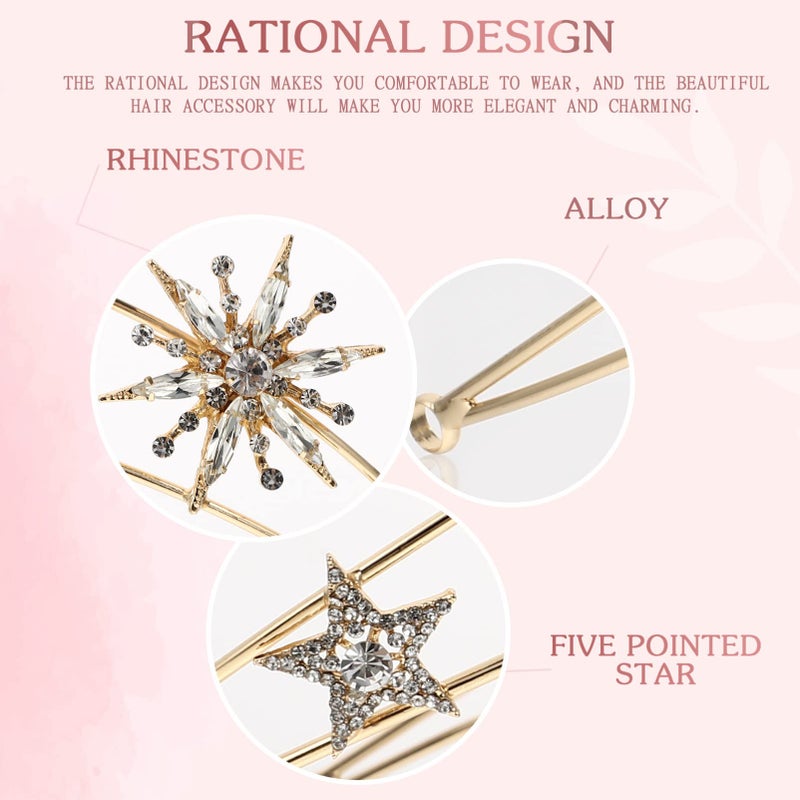 KALLORY Rhinestone Star Headband for Women, Glitter Hair Band Princess Tiara for Wedding Golde Headband Headpiece - Image 3